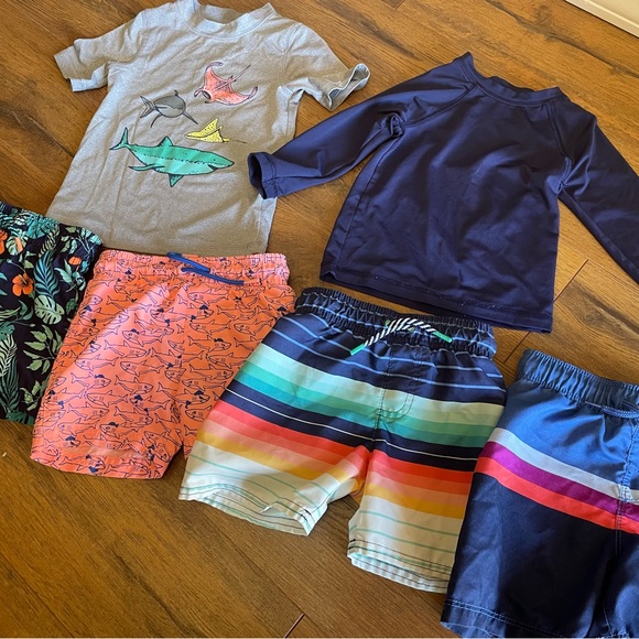 Toddler Boy Blue and Colorful Swim Lot Bundle Cat & Jack Old Navy Swim Trunks - Picture 3 of 11